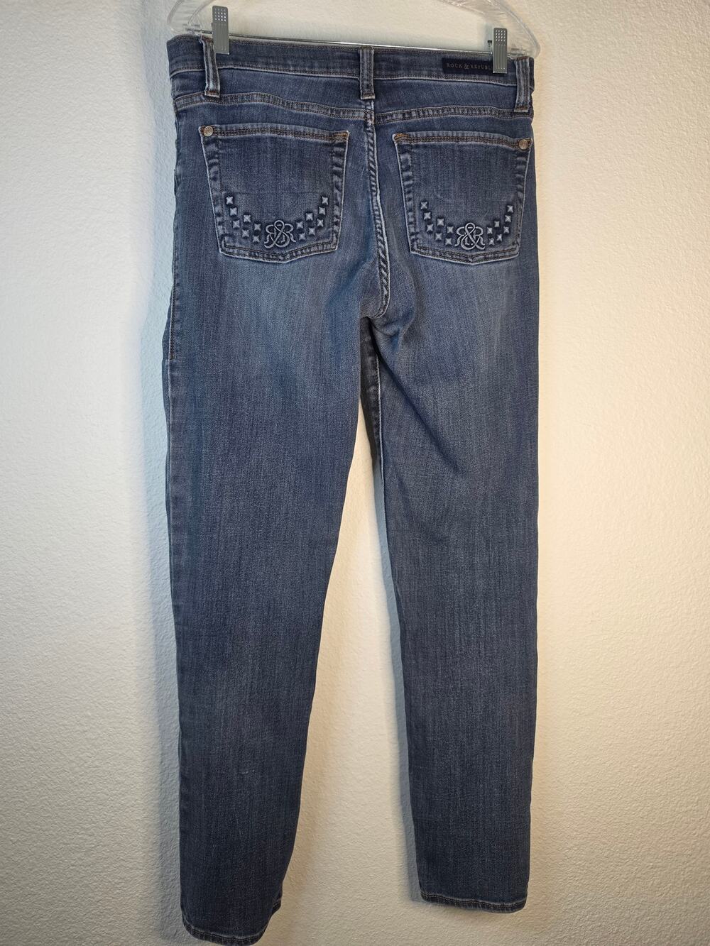 Rock & Republic Womens Berlin Embossed Pocket Stars Logo Denim Jeans Western 12M